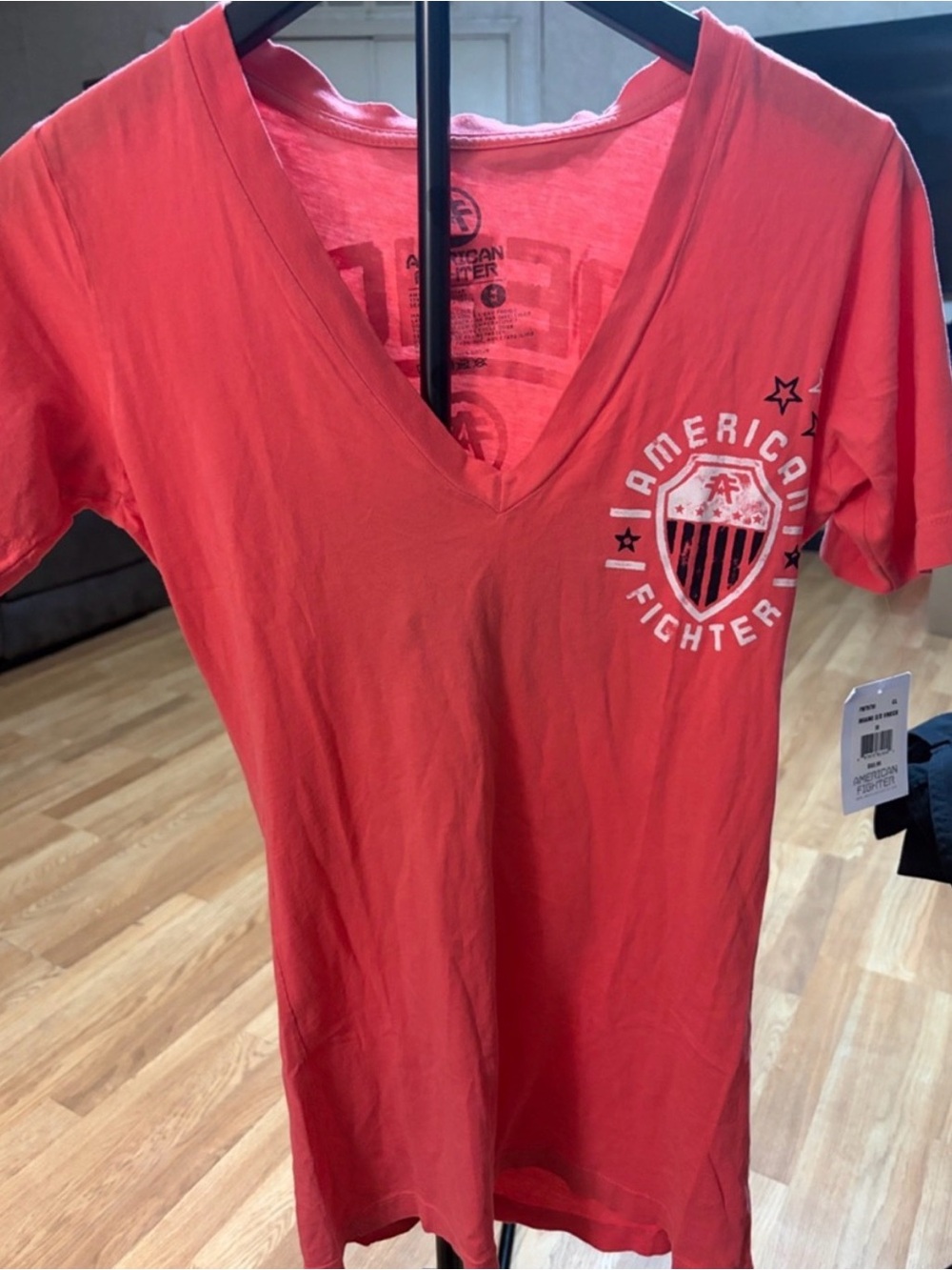 American Fighter Coral Pink Graphic V-Neck Tee